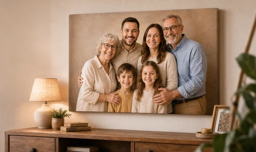 Primjer porodičnog portreta nastalog spajanjem fotografija